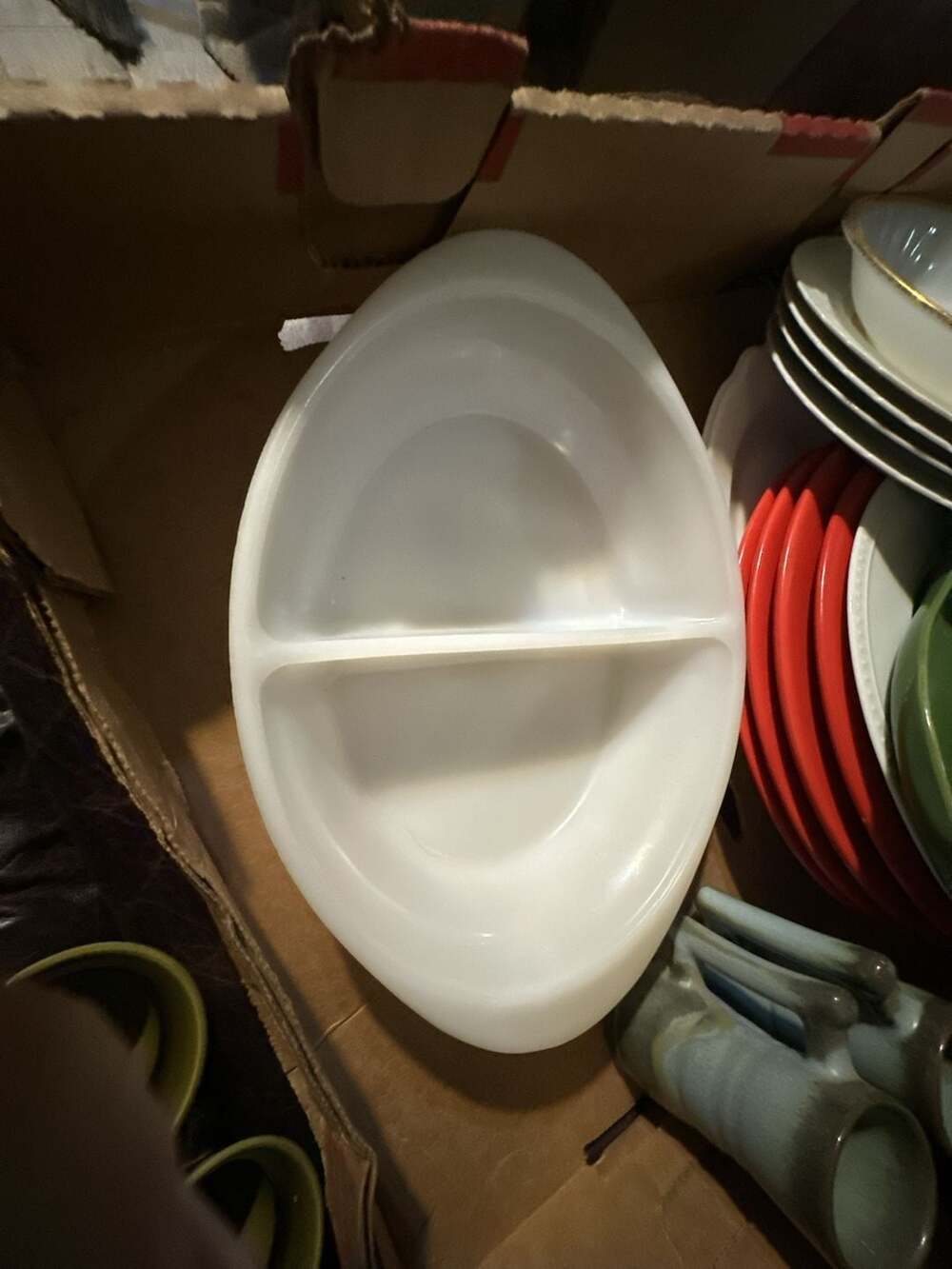 Glasbake 1.5 Quart Divided Oval Casserole Dish